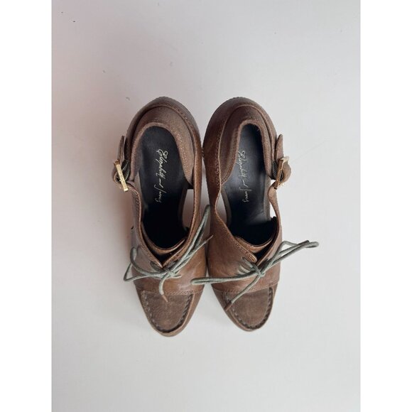 ELIZABETH & JAMES Casi Brown Leather Cut-Out High Heel Booties Boots, Size 6 - Picture 2 of 16